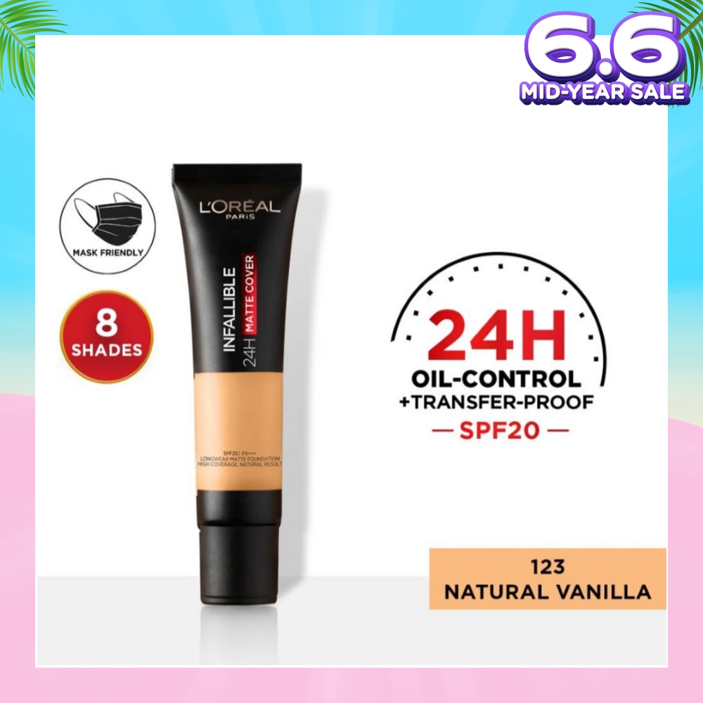 L'OREAL PARIS MAKEUP Infallible 24H Matte Cover Liquid Foundation 123 Natural Vanilla SPF20 35ml