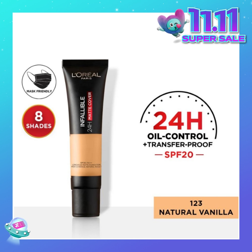 L'OREAL PARIS MAKEUP Infallible 24H Matte Cover Liquid Foundation 123 Natural Vanilla SPF20 35ml