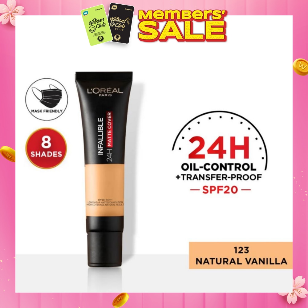 L'OREAL PARIS MAKEUP Infallible 24H Matte Cover Liquid Foundation 123 Natural Vanilla SPF20 35ml