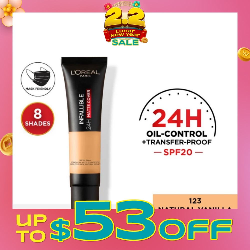 L'OREAL PARIS MAKEUP Infallible 24H Matte Cover Liquid Foundation 123 Natural Vanilla SPF20 35ml