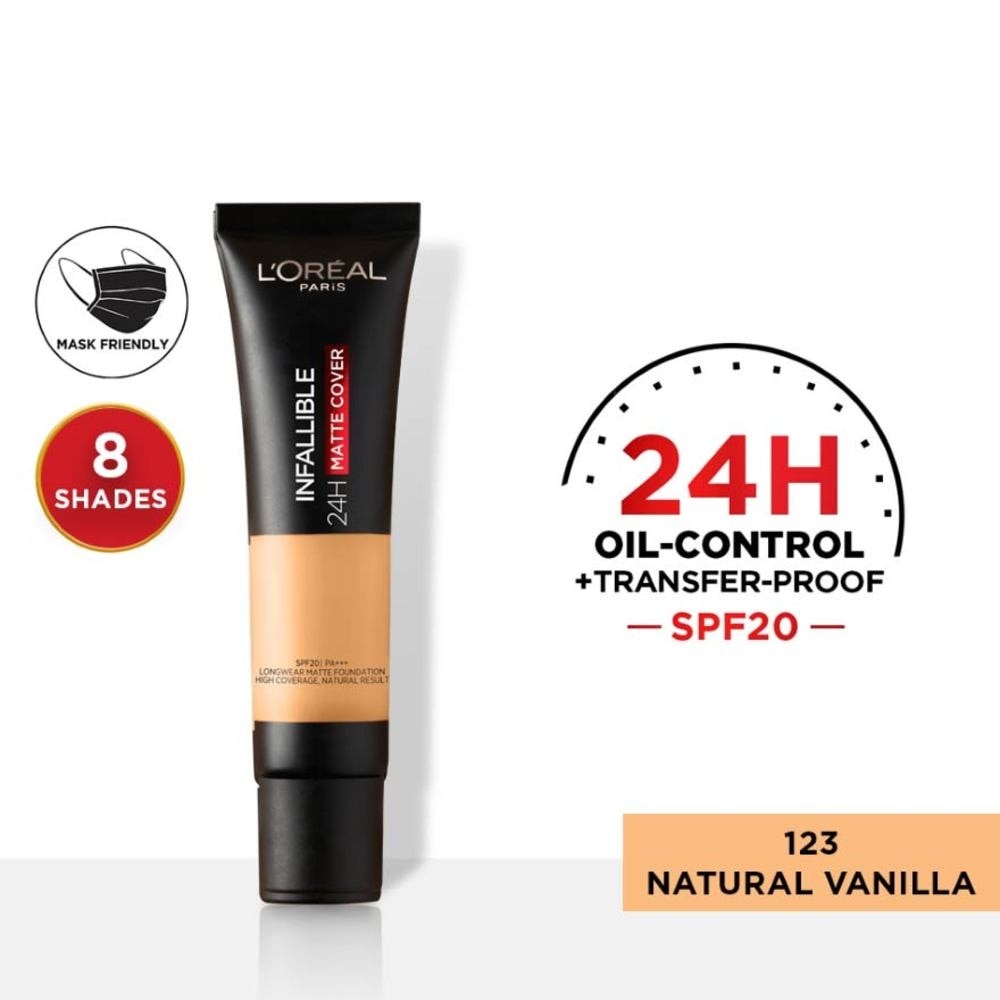 L'OREAL PARIS MAKEUP Infallible 24H Matte Cover Liquid Foundation 123 Natural Vanilla SPF20 35ml