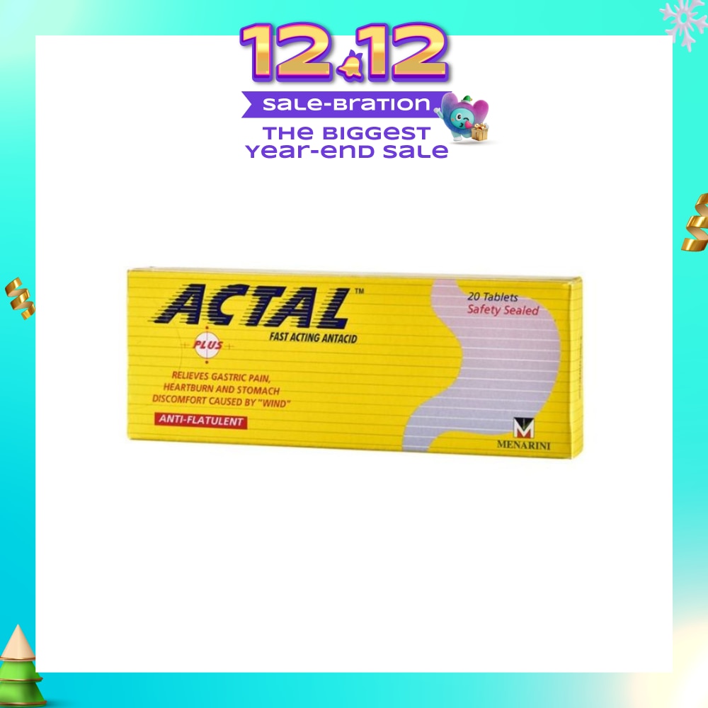 Plus Fast Acting Antacid Tablets (Relieves Gastric Pain, Heartburn & Stomach Discomfort) 20s