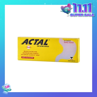 ACTAL Plus Fast Acting Antacid Tablets (Relieves Gastric Pain, Heartburn & Stomach Discomfort) 20s