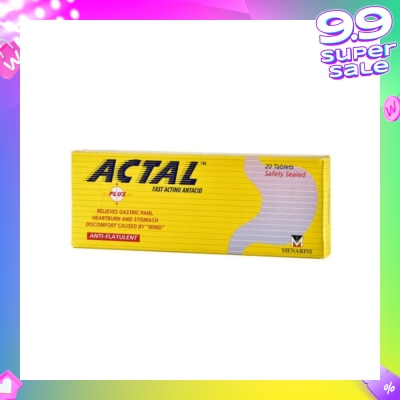 ACTAL Plus Fast Acting Antacid Tablets (Relieves Gastric Pain, Heartburn & Stomach Discomfort) 20s