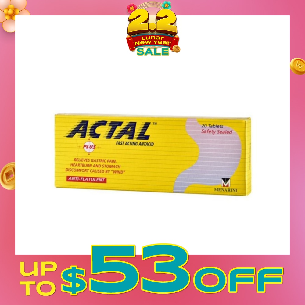 Plus Fast Acting Antacid Tablets (Relieves Gastric Pain, Heartburn & Stomach Discomfort) 20s