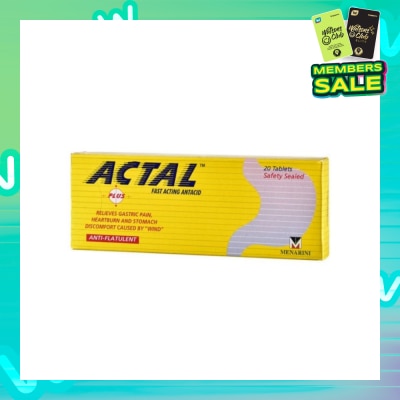 ACTAL Plus Fast Acting Antacid Tablets (Relieves Gastric Pain, Heartburn & Stomach Discomfort) 20s