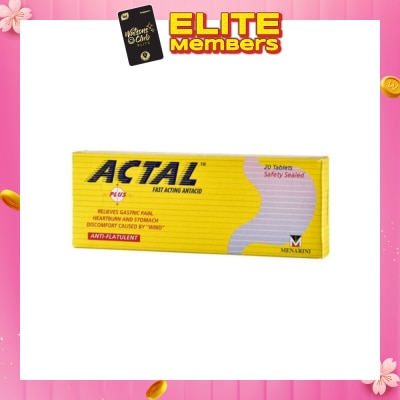 ACTAL Plus Fast Acting Antacid Tablets (Relieves Gastric Pain, Heartburn & Stomach Discomfort) 20s