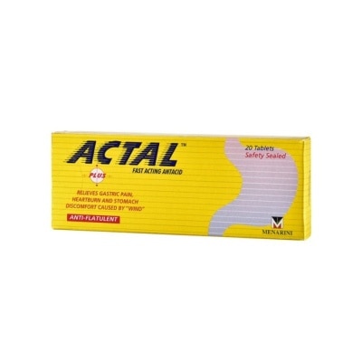 ACTAL Plus Fast Acting Antacid Tablets (Relieves Gastric Pain, Heartburn & Stomach Discomfort) 20s