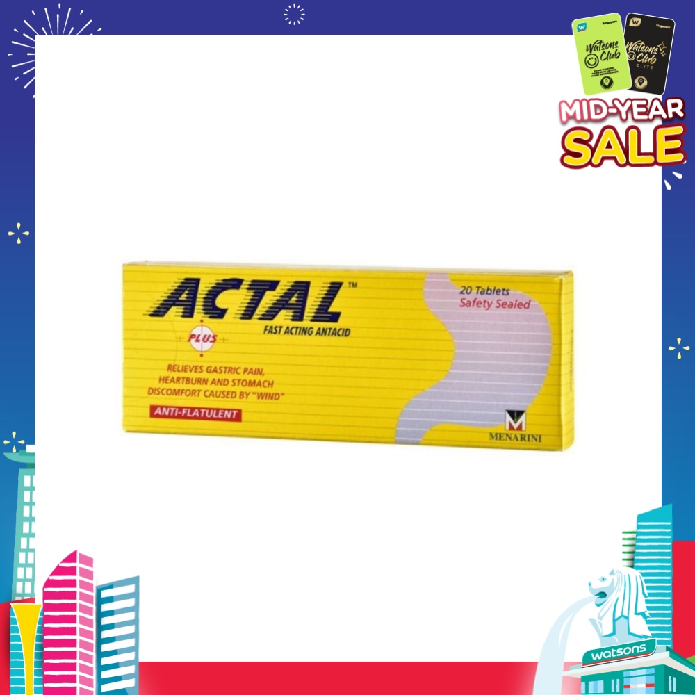 Plus Fast Acting Antacid Tablets (Relieves Gastric Pain, Heartburn & Stomach Discomfort) 20s