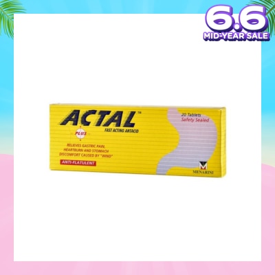 ACTAL Plus Fast Acting Antacid Tablets (Relieves Gastric Pain, Heartburn & Stomach Discomfort) 20s