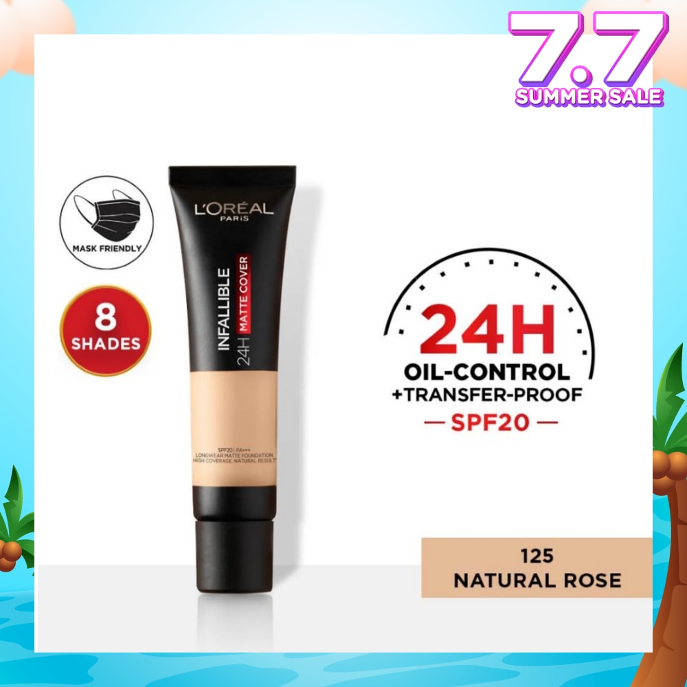 L'OREAL PARIS MAKEUP Infallible 24H Matte Cover Liquid Foundation 125 Natural Rose SPF20 35ml