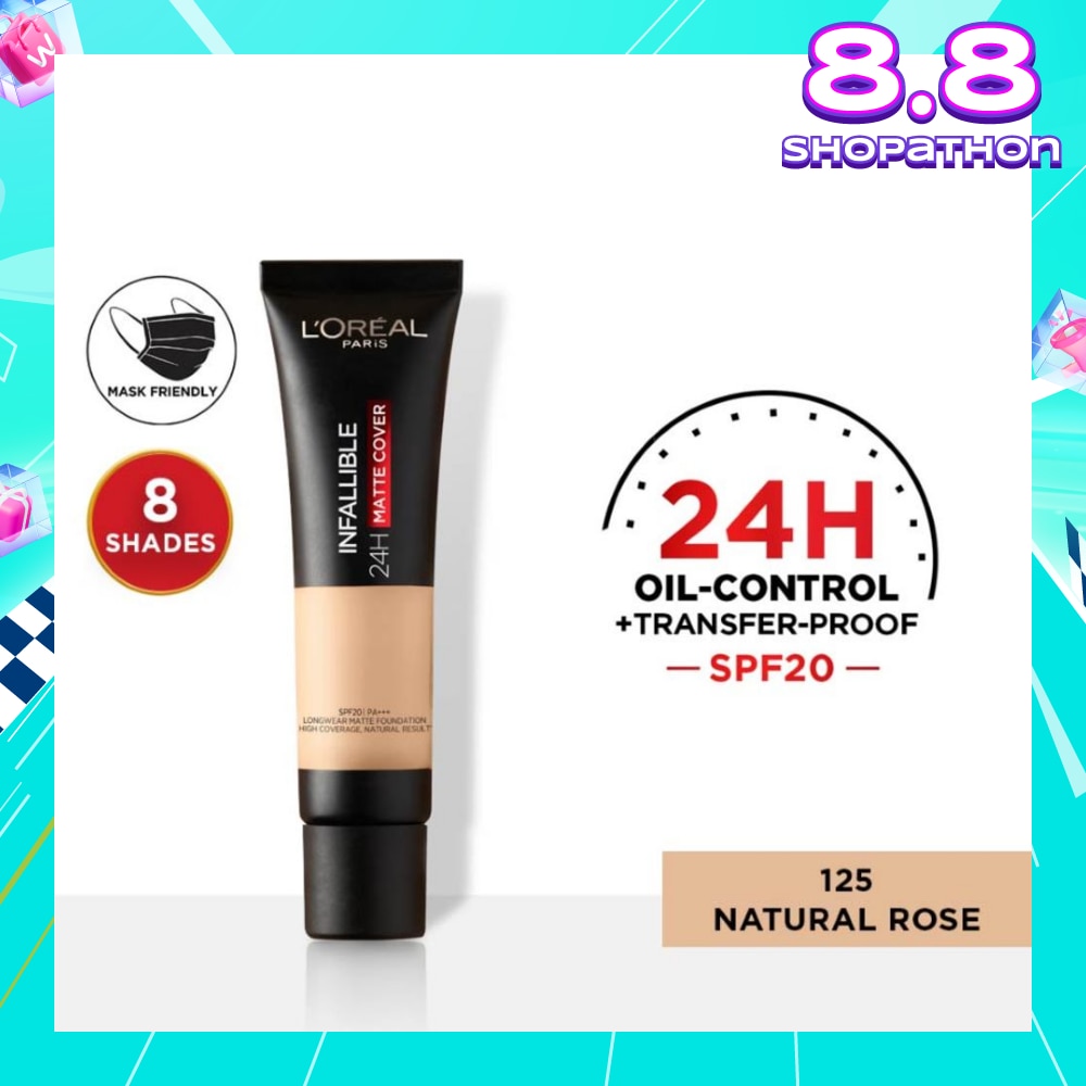 L'OREAL PARIS MAKEUP Infallible 24H Matte Cover Liquid Foundation 125 Natural Rose SPF20 35ml