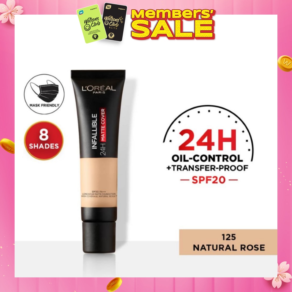 Infallible 24H Matte Cover Liquid Foundation 125 Natural Rose SPF20 35ml (Expiry: Sep`2026)