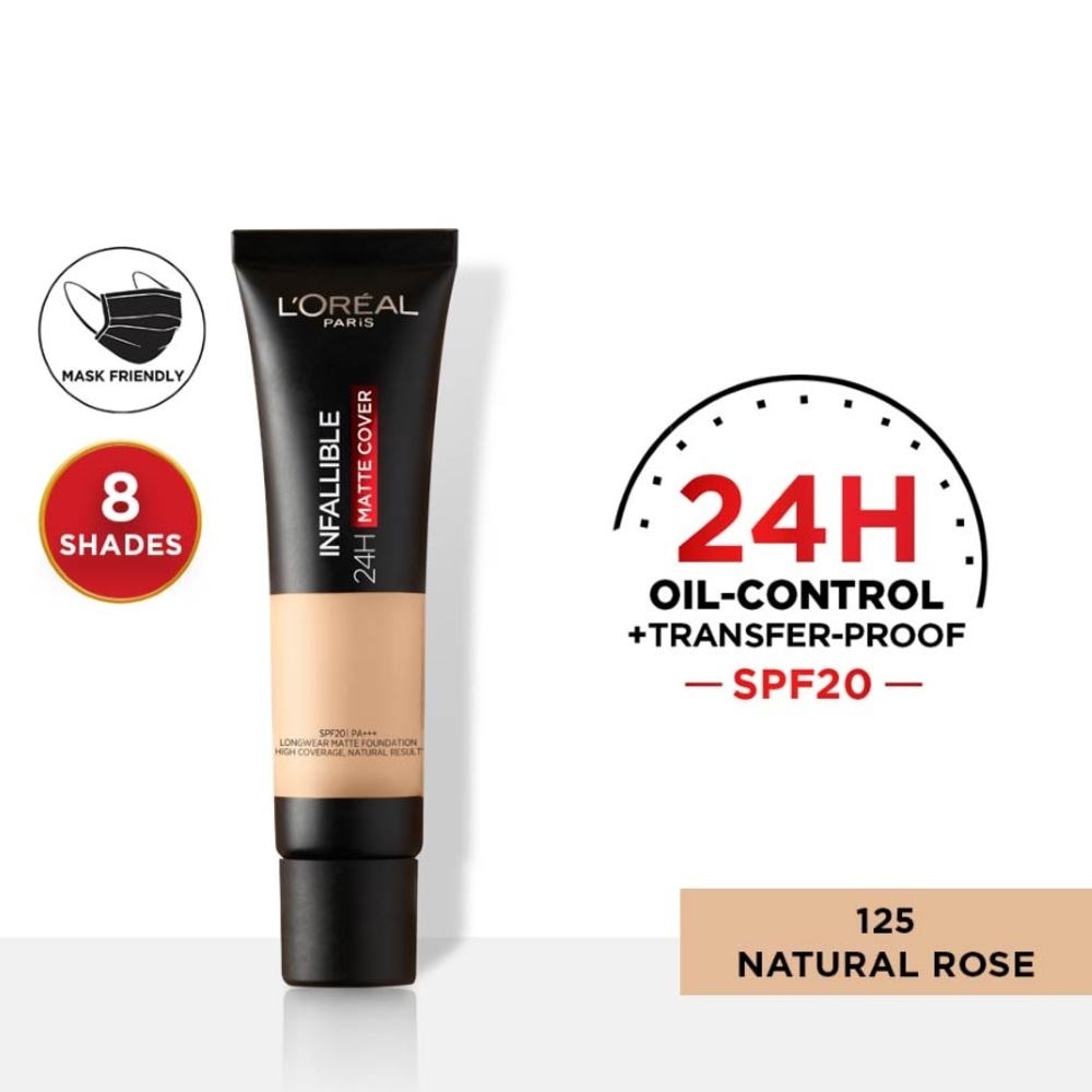 L'OREAL PARIS MAKEUP Infallible 24H Matte Cover Liquid Foundation 125 Natural Rose SPF20 35ml