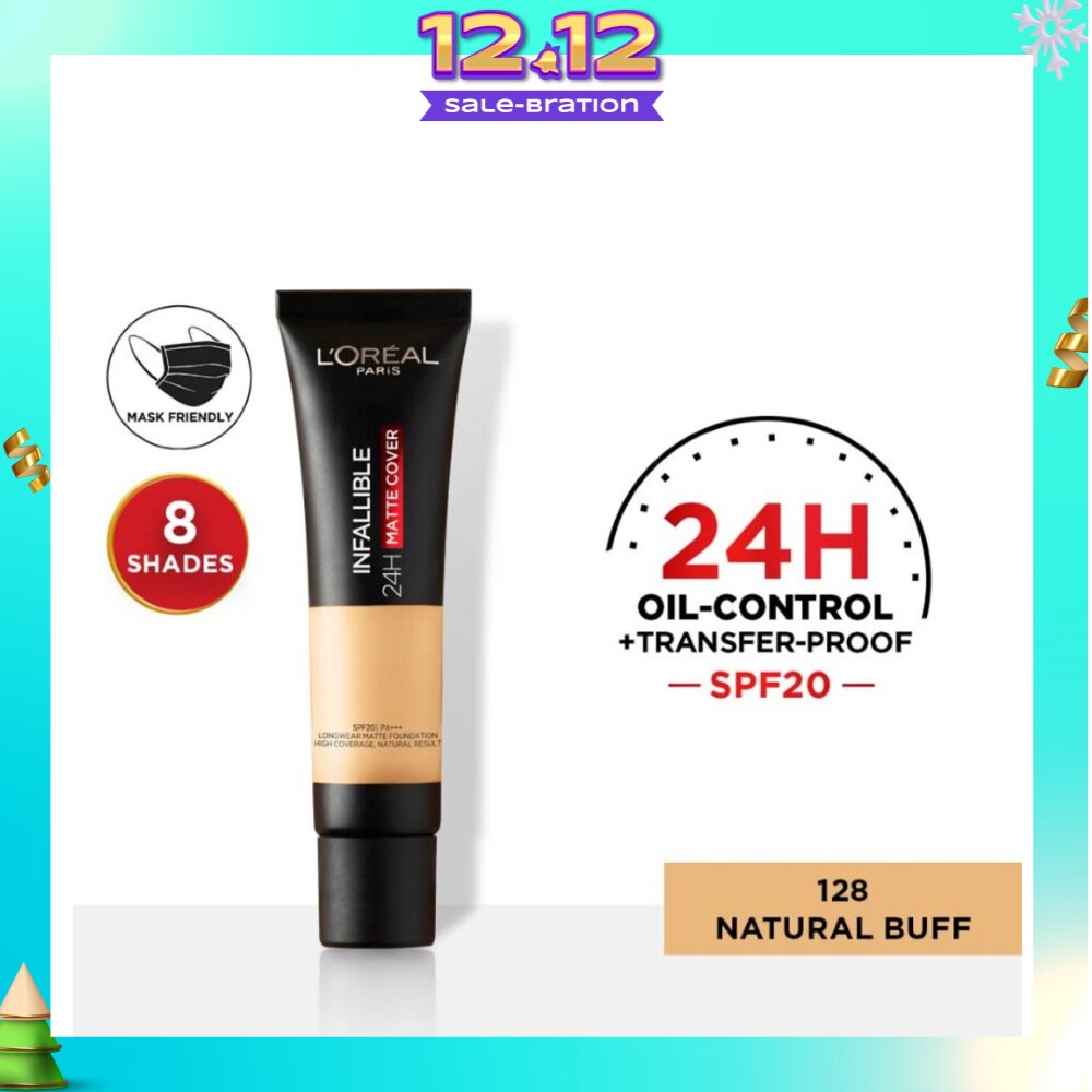 L'OREAL PARIS MAKEUP Infallible 24H Matte Cover Liquid Foundation 128 Natural Buff SPF20 35ml