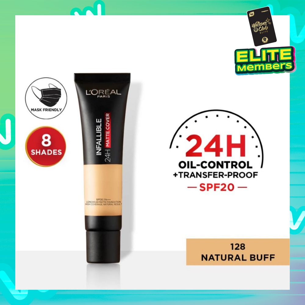 L'OREAL PARIS MAKEUP Infallible 24H Matte Cover Liquid Foundation 128 Natural Buff SPF20 35ml