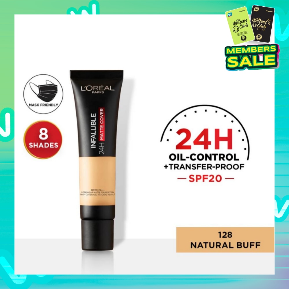 L'OREAL PARIS MAKEUP Infallible 24H Matte Cover Liquid Foundation 128 Natural Buff SPF20 35ml