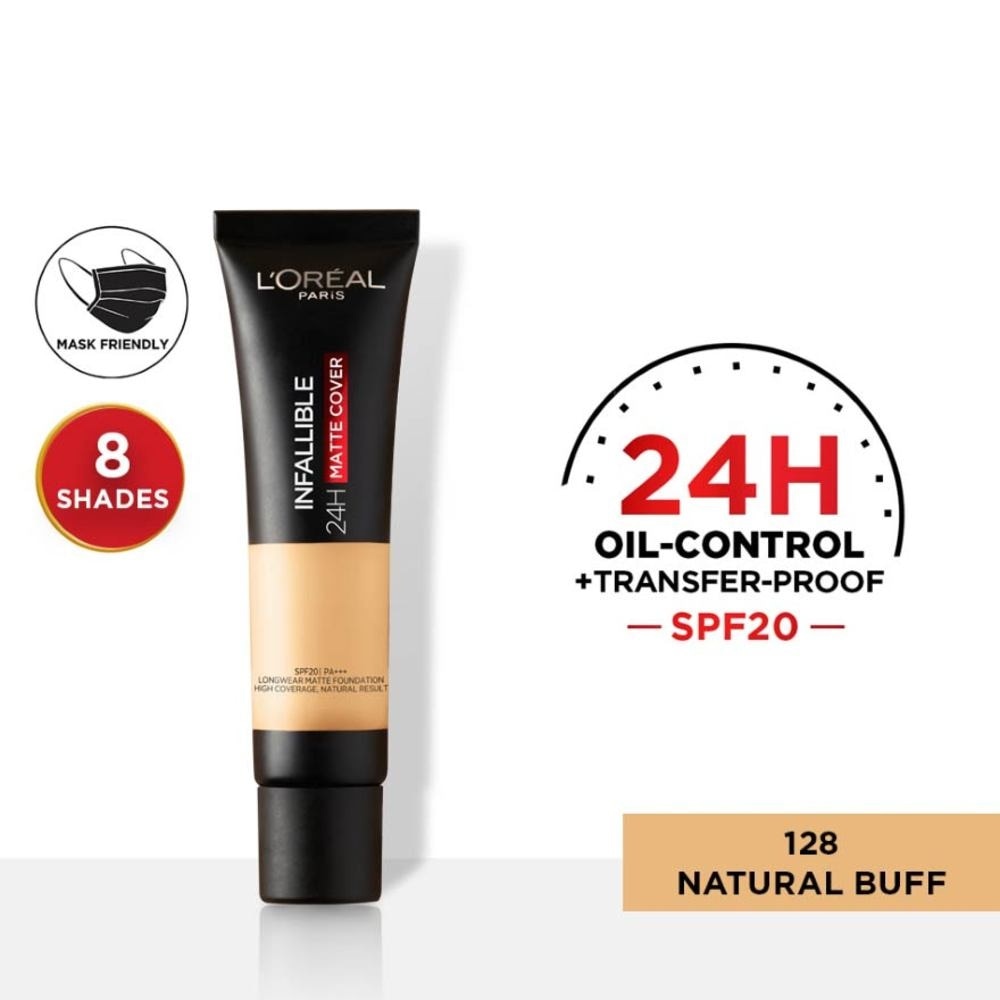 L'OREAL PARIS MAKEUP Infallible 24H Matte Cover Liquid Foundation 128 Natural Buff SPF20 35ml