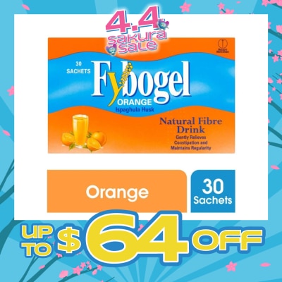 FYBOGEL - Natural Fibre Drink Sachet Orange Flavour (Gently Relieves Constipation) 30s