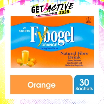FYBOGEL - Natural Fibre Drink Sachet Orange Flavour (Gently Relieves Constipation) 30s image
