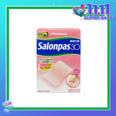 SALONPAS® 30 Patch Light Scent (Gentle to Skin + Pain Relief) 20s