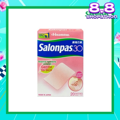 SALONPAS® 30 Patch Light Scent (Gentle to Skin + Pain Relief) 20s