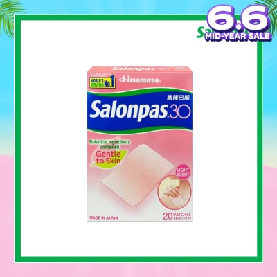 SALONPAS® 30 Patch Light Scent (Gentle to Skin + Pain Relief) 20s