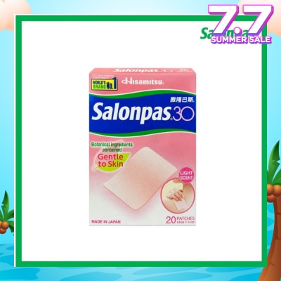 SALONPAS® 30 Patch Light Scent (Gentle to Skin + Pain Relief) 20s