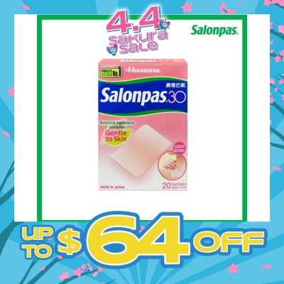 SALONPAS® - 30 Patch Light Scent (Gentle to Skin + Pain Relief) 20s