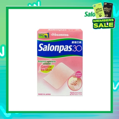 SALONPAS® 30 Patch Light Scent (Gentle to Skin + Pain Relief) 20s