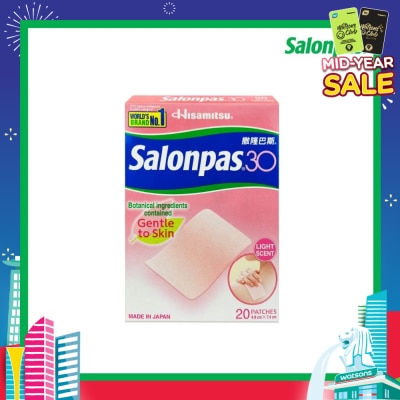 SALONPAS® 30 Patch Light Scent (Gentle to Skin + Pain Relief) 20s