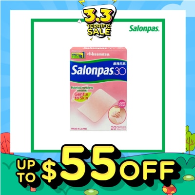 SALONPAS® 30 Patch Light Scent (Gentle to Skin + Pain Relief) 20s