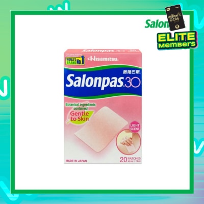 SALONPAS® 30 Patch Light Scent (Gentle to Skin + Pain Relief) 20s