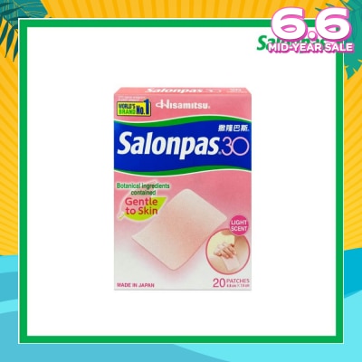 SALONPAS® 30 Patch Light Scent (Gentle to Skin + Pain Relief) 20s