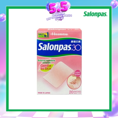 SALONPAS® - 30 Patch Light Scent (Gentle to Skin + Pain Relief) 20s
