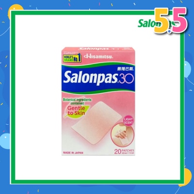 SALONPAS® 30 Patch Light Scent (Gentle to Skin + Pain Relief) 20s