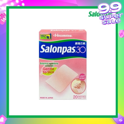SALONPAS® 30 Patch Light Scent (Gentle to Skin + Pain Relief) 20s