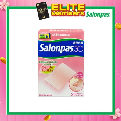 SALONPAS® 30 Patch Light Scent (Gentle to Skin + Pain Relief) 20s