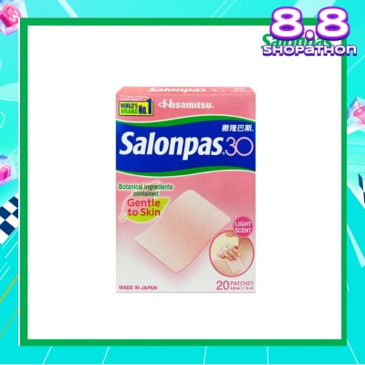 SALONPAS® 30 Patch Light Scent (Gentle to Skin + Pain Relief) 20s