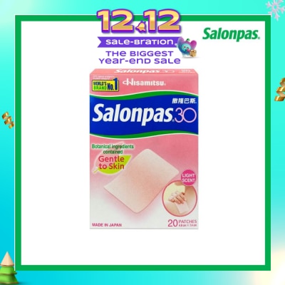 SALONPAS® 30 Patch Light Scent (Gentle to Skin + Pain Relief) 20s