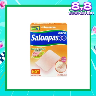 SALONPAS® 30 Patch Hot Light Scent (Gentle to Skin + Pain Relief) 20s