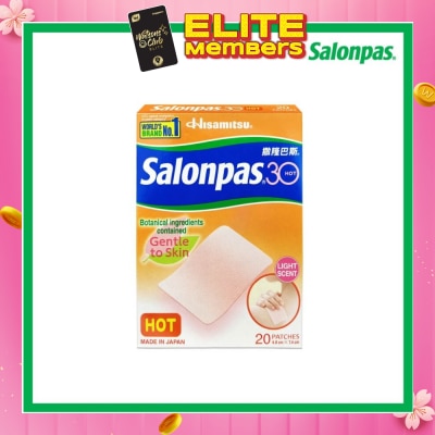 SALONPAS® 30 Patch Hot Light Scent (Gentle to Skin + Pain Relief) 20s