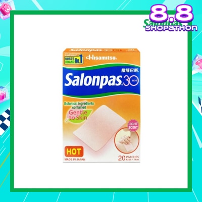 SALONPAS® 30 Patch Hot Light Scent (Gentle to Skin + Pain Relief) 20s