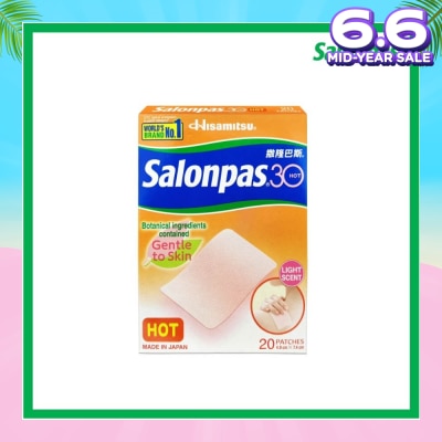 SALONPAS® 30 Patch Hot Light Scent (Gentle to Skin + Pain Relief) 20s