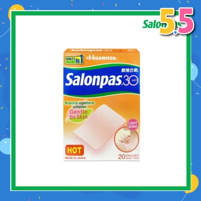 SALONPAS® 30 Patch Hot Light Scent (Gentle to Skin + Pain Relief) 20s