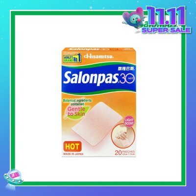 SALONPAS® 30 Patch Hot Light Scent (Gentle to Skin + Pain Relief) 20s