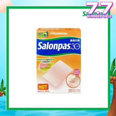SALONPAS® 30 Patch Hot Light Scent (Gentle to Skin + Pain Relief) 20s