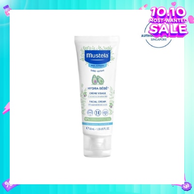 MUSTELA Hydra Bebe Facial Cream with Organically Farmed Avocado (Suitable for Newborn onwards) 40ml