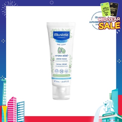 MUSTELA Hydra Bebe Facial Cream with Organically Farmed Avocado (Suitable for Newborn onwards) 40ml