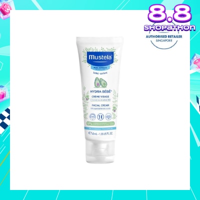 MUSTELA Hydra Bebe Facial Cream with Organically Farmed Avocado (Suitable for Newborn onwards) 40ml